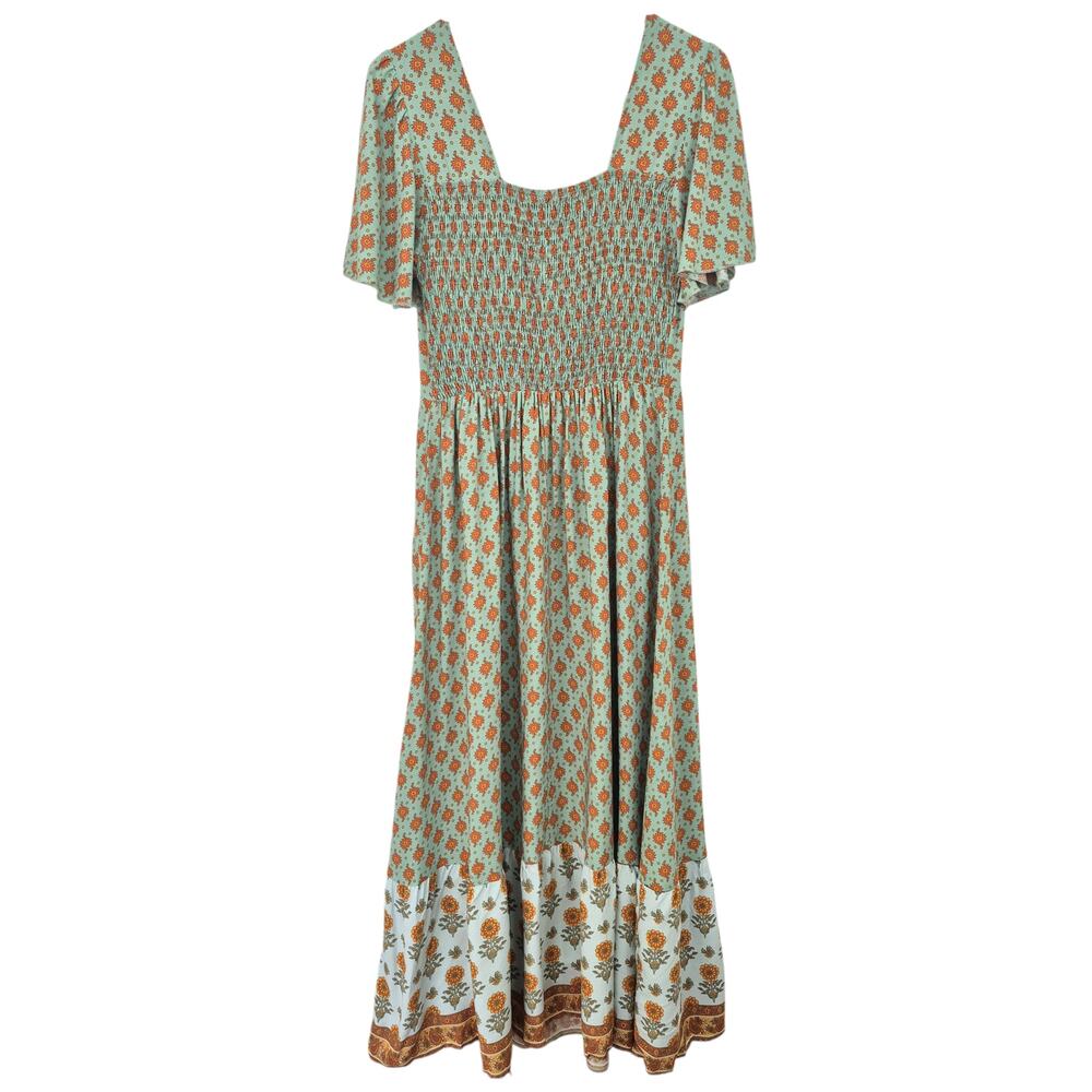 Anna Kaci Maxi Dress Small Mixed Print Tiered Smocked Cottagecore Boho NWT - Picture 3 of 12